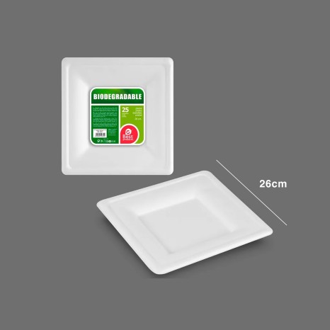 Prato Cartão Biodegradável 26X26CM Pack 25 - Image product