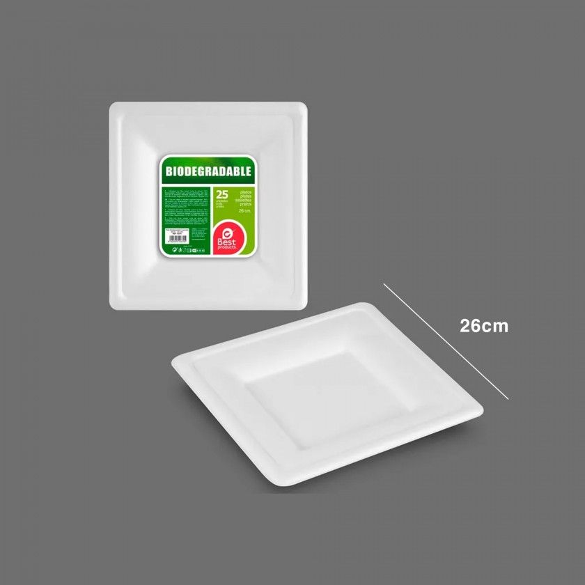 Prato Cartão Biodegradável 26X26CM Pack 25 Prato Cartão Biodegradável 26X26CM Pack 25