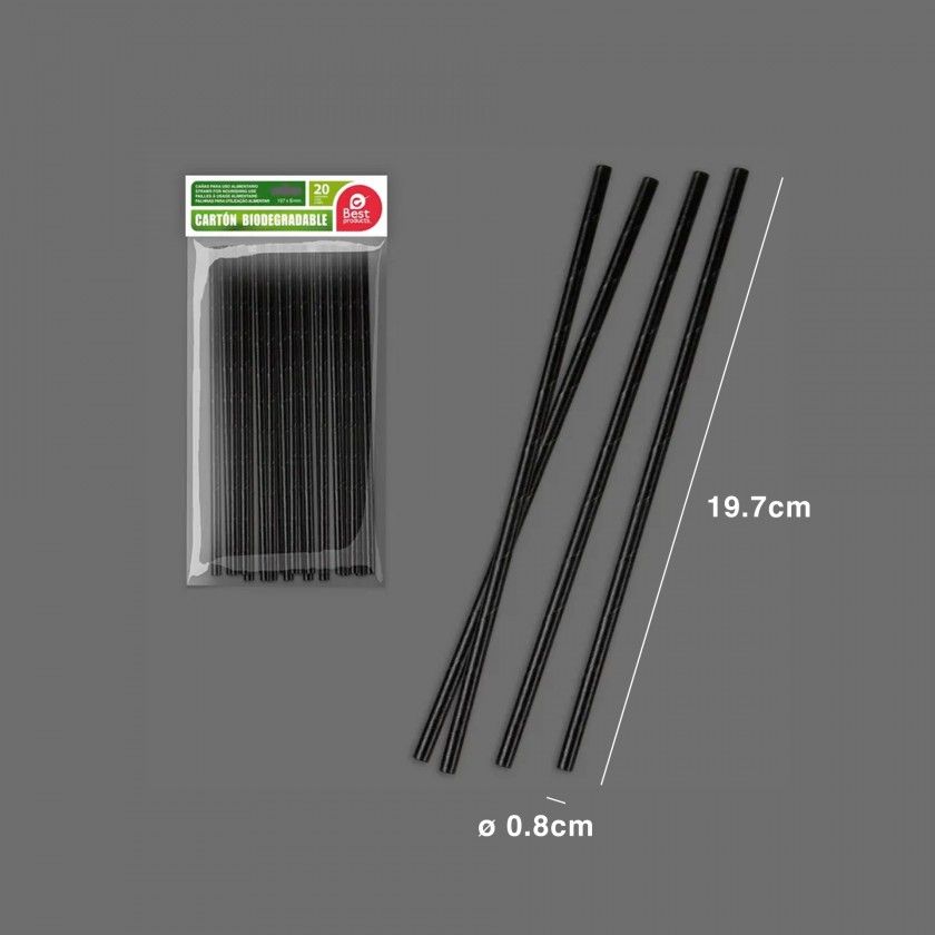 Palhinha Cartão Preto 19.7X0.8CM Pack 20 Palhinha Cartão Preto 19.7X0.8CM Pack 20