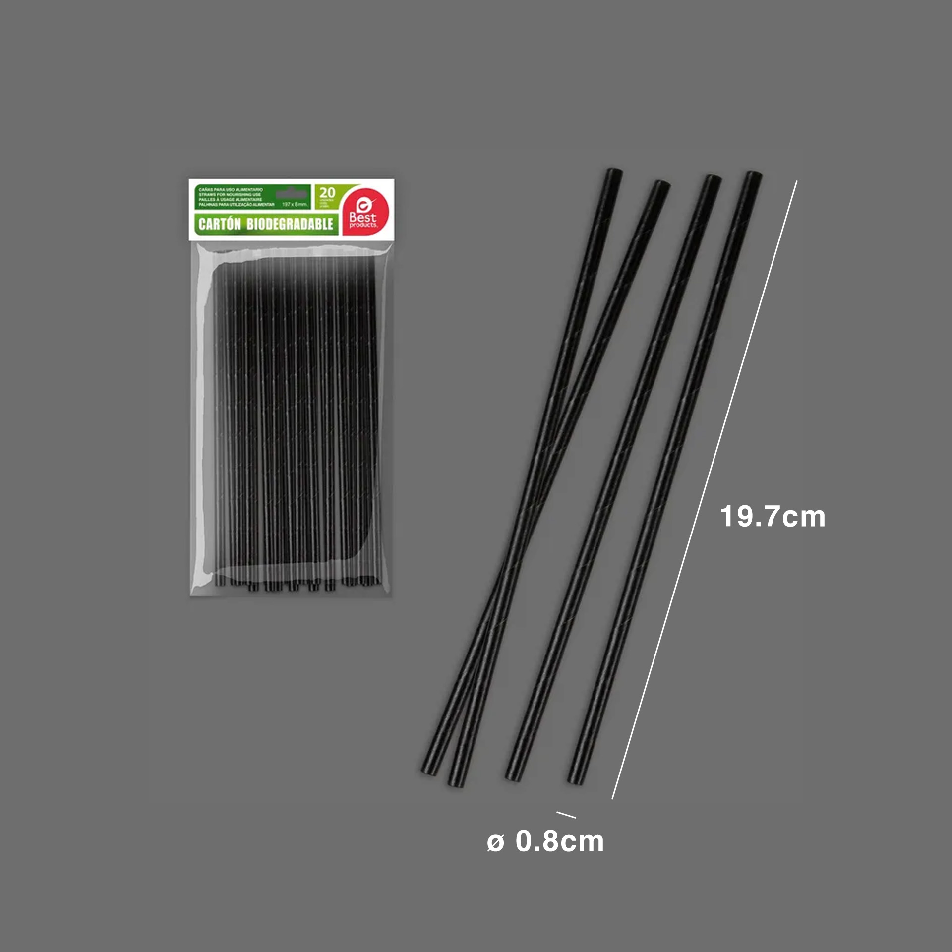 Palhinha Cartão Preto 19.7X0.8CM Pack 20