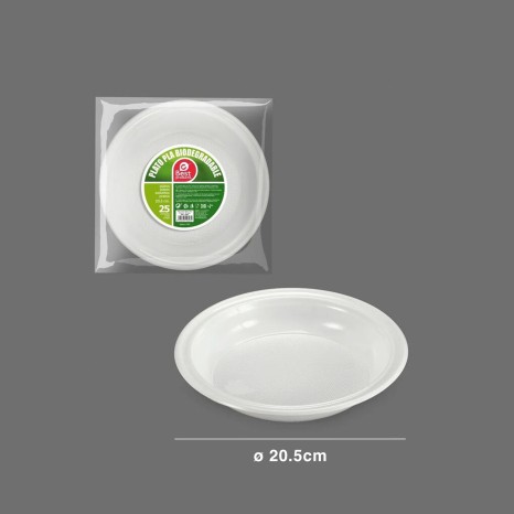 Prato Plástico Biodegradável Fundo 20.5CM Pack 25 - Image product