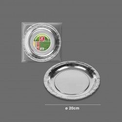 Prato Carto Raso Biodegradvel Prateado Pack 12