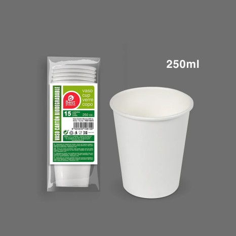 Copo Cartão Biodegradável Branco 250ML Pack 12 - Image product