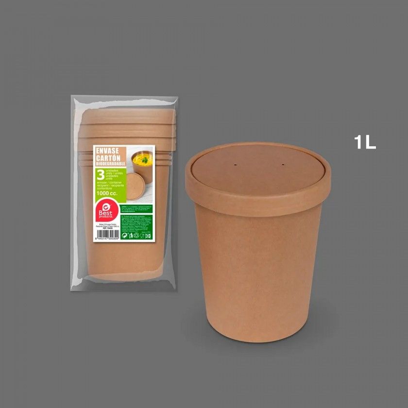 Recipiente Cart�o com Tampa 1000ML Pack 3