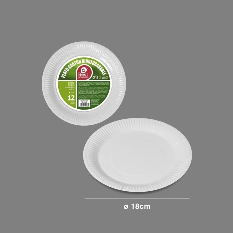 Prato Cartao Branco 18CM Pack 12 - Image product