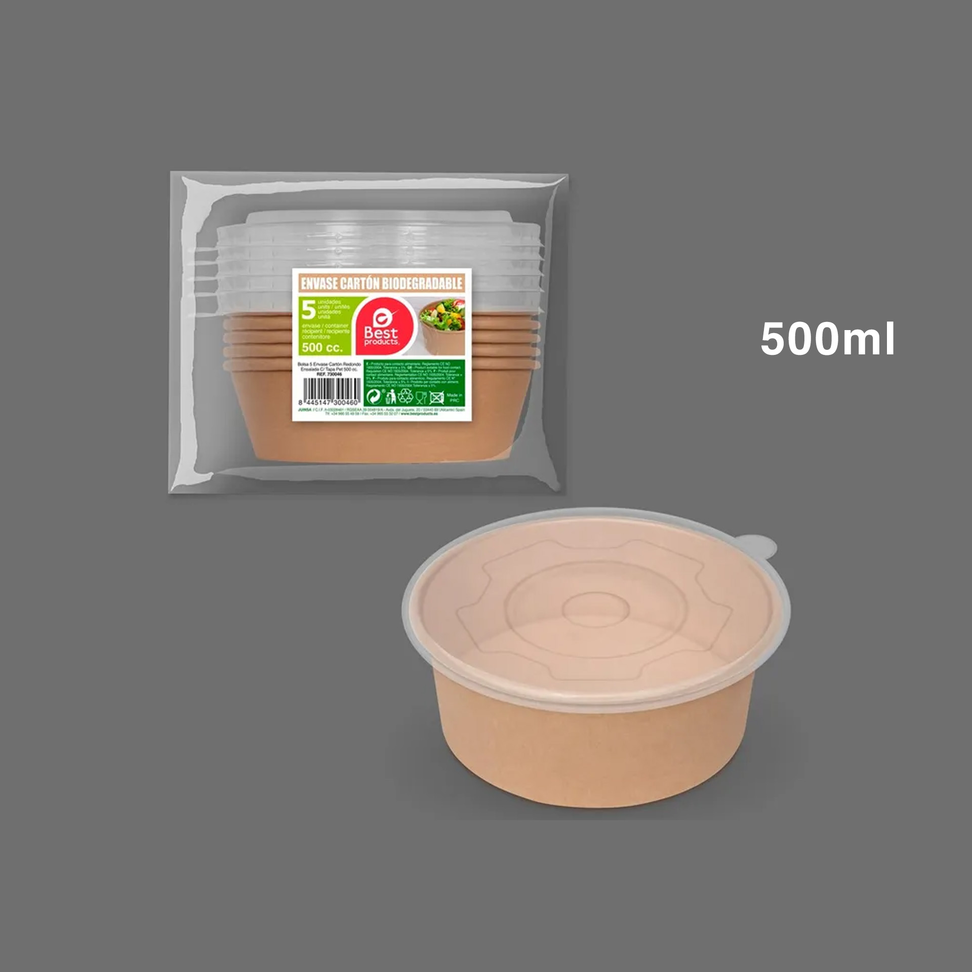 Recipiente Cartão com Tampa 500ML Pack 5