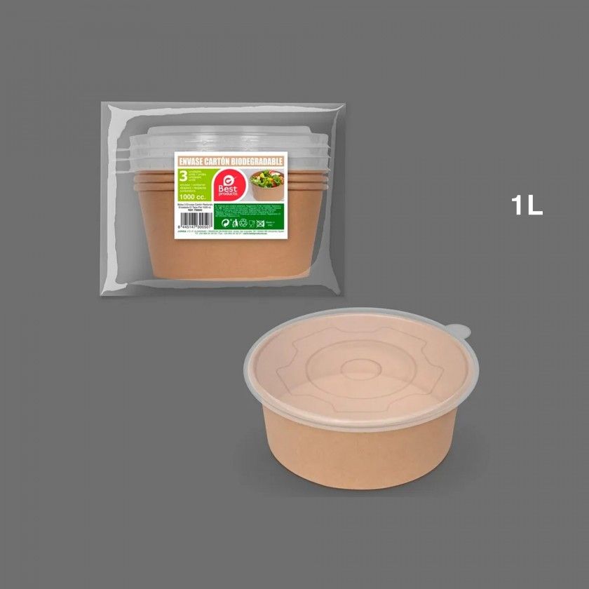 Recipiente Cart�o com Tampa 1000ML Pack 3