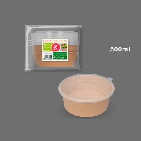 Recipiente Cart�o com Tampa 500ML Pack 5 - Image product