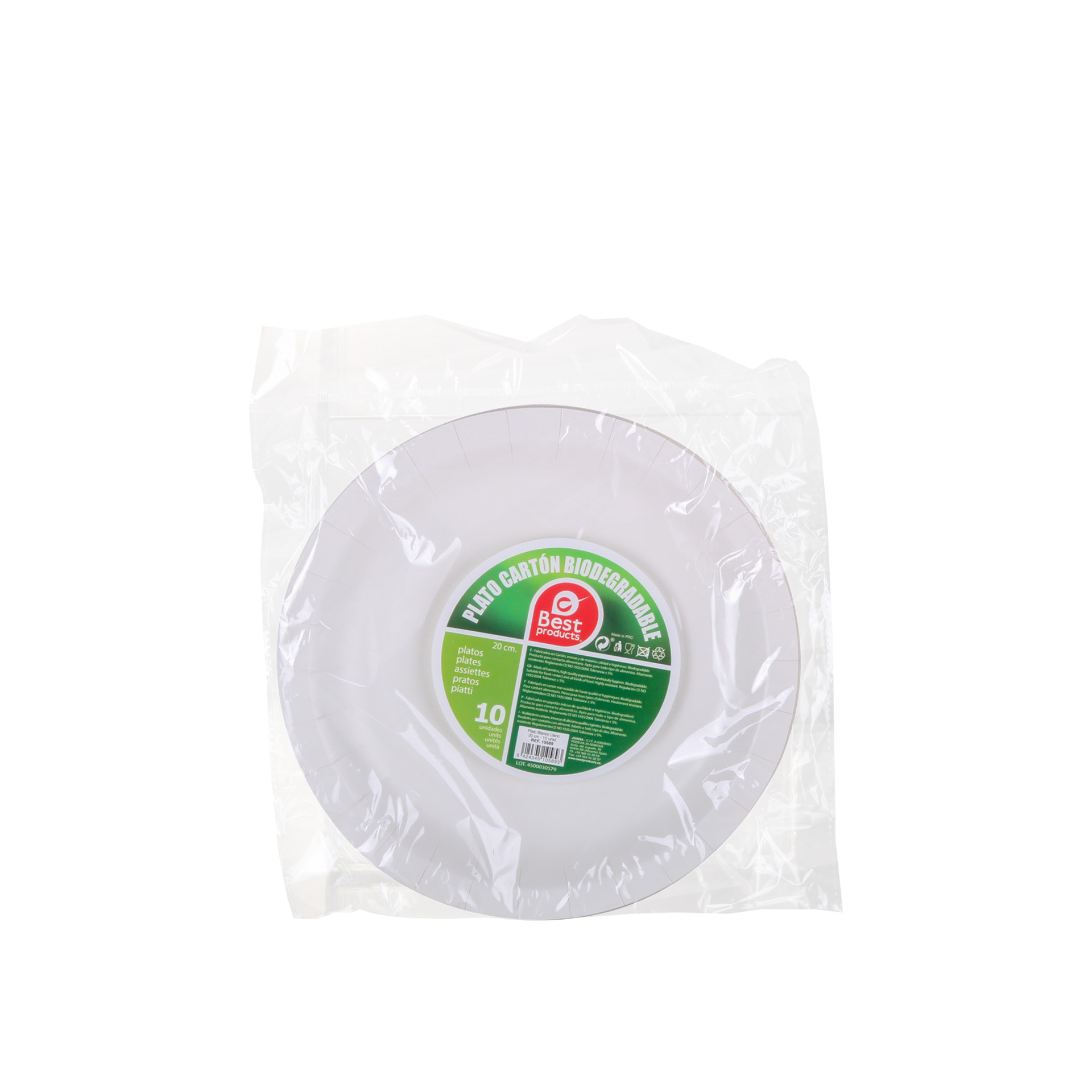 Prato Cartão Biodegradável 20cm Pack 10