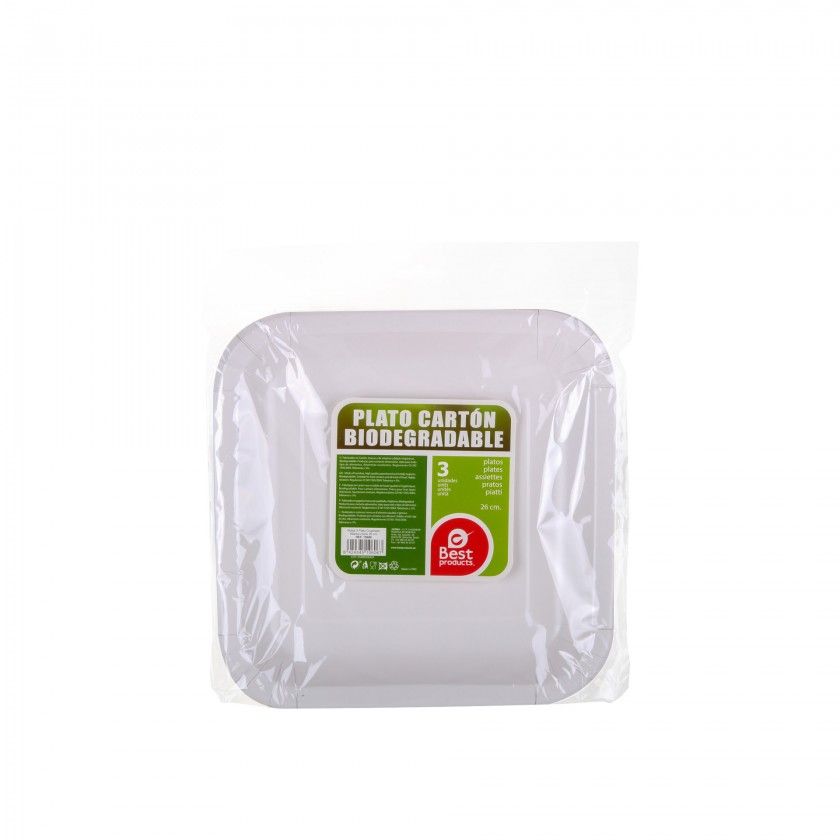 Prato Cartão Biodegradável 26CM Pack 3 Prato Cartão Biodegradável 26CM Pack 3