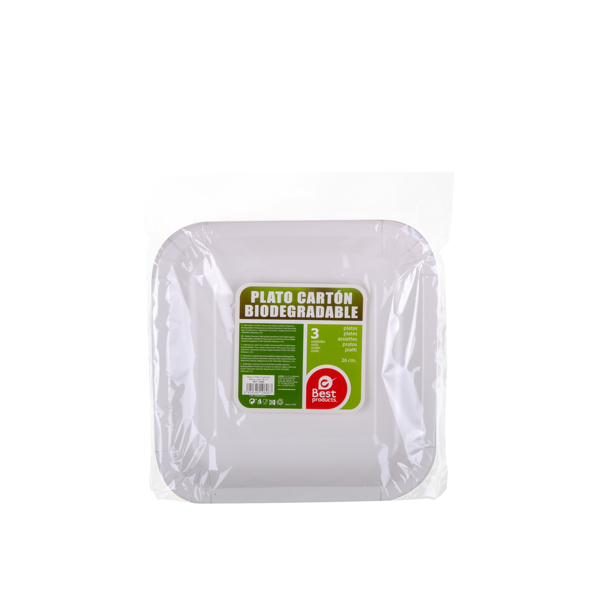Prato Cartão Biodegradável 26CM Pack 3