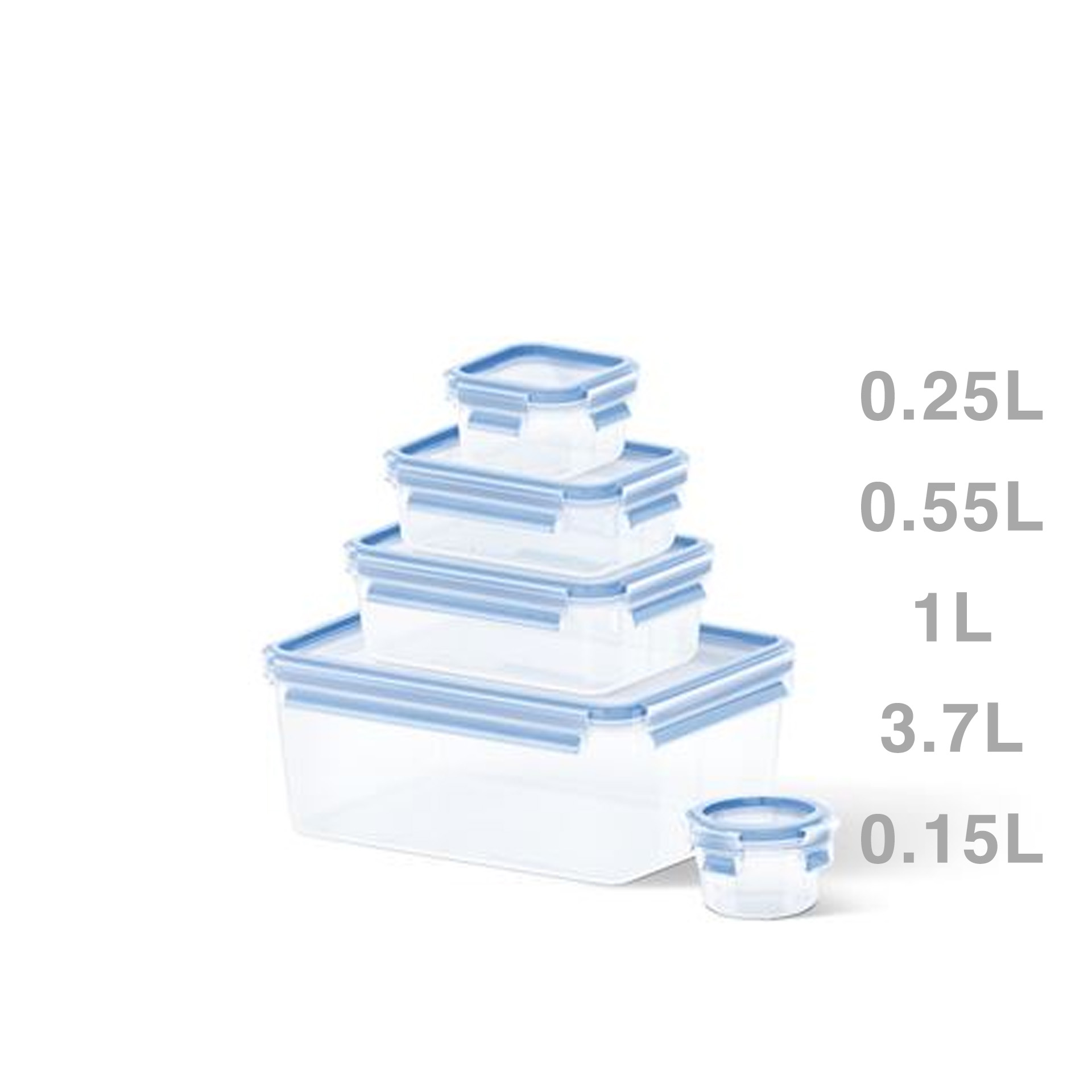 Caixa Hermética Tefal Plástica Masterseal Fresh 3700+1000+550+250+150ml