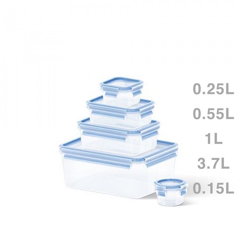 Caixa Hermética Tefal Plástica Masterseal Fresh 3700+1000+550+250+150ml Caixa Hermética Tefal Plástica Masterseal Fresh 3700+1000+550+250+150ml