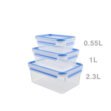 Caixa Hermética Tefal Plástica Masterseal Fresh 2300+1000+550ml