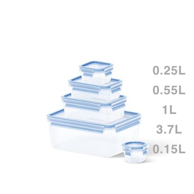 Caixa Hermética Tefal Plástica Masterseal Fresh 3700+1000+550+250+150ml