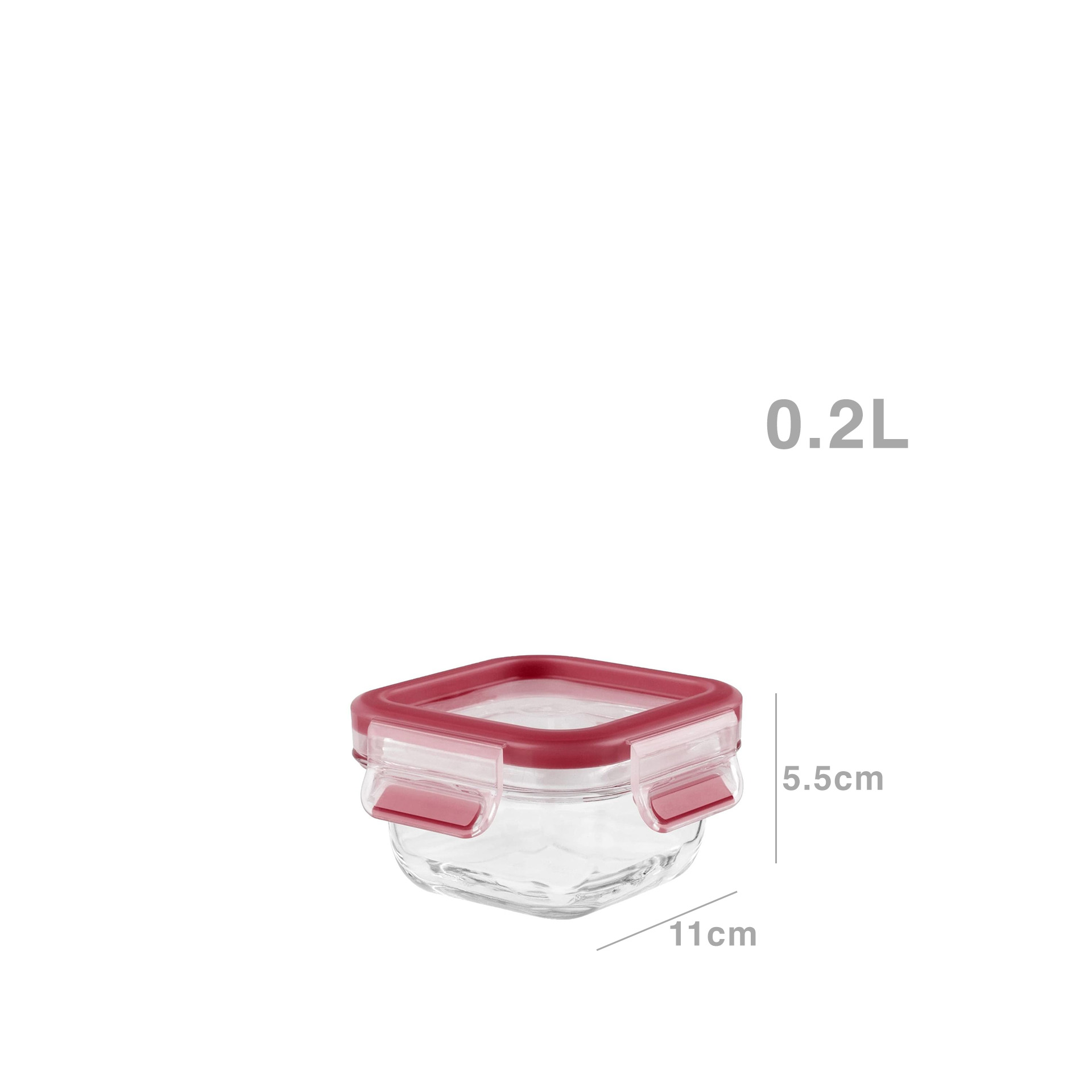 Caixa Hermética Vidro Quadrada 200ml