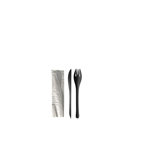 Faca / Garfo / Guardanapo Eko Preto - Image product