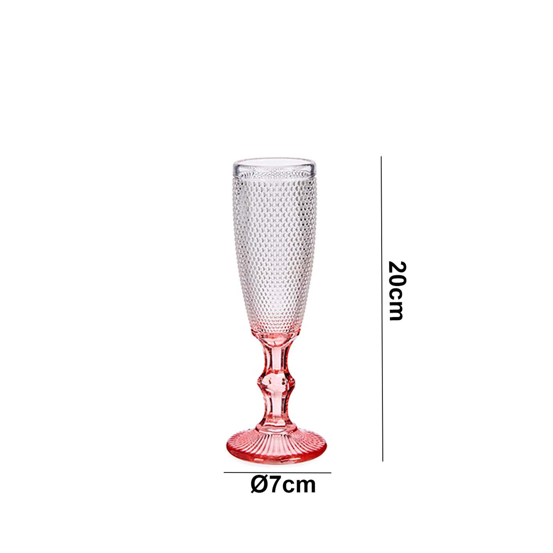 Copo Flute Picotado Special com Pé Rosa 18cl 6X20cm Pack 6