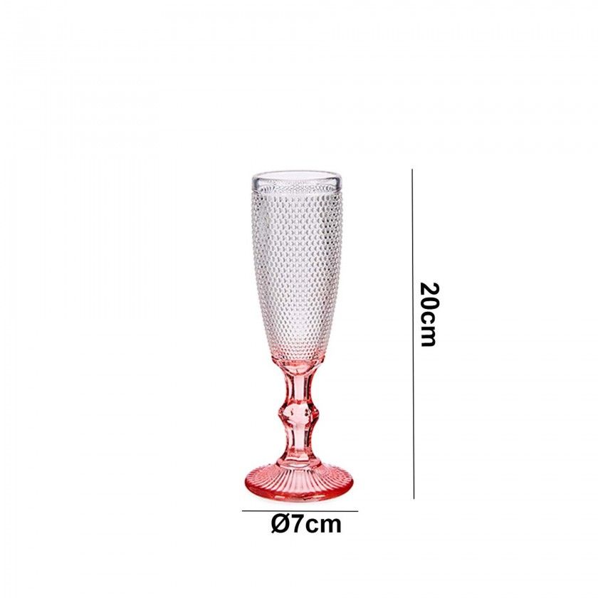 Copo Flute Picotado Special com Pé Rosa 18cl 6X20cm Pack 6 Copo Flute Picotado Special com Pé Rosa 18cl 6X20cm Pack 6