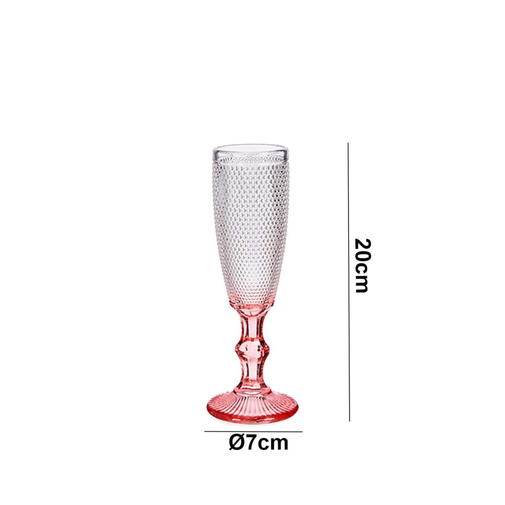 Copo Flute Picotado Special com P� Rosa 18cl 6X20cm Pack 6