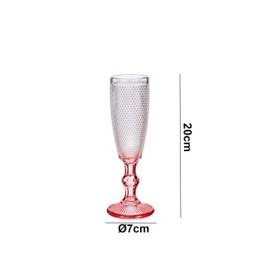 Copo Flute Picotado Special com P� Rosa 18cl 6X20cm Pack 6