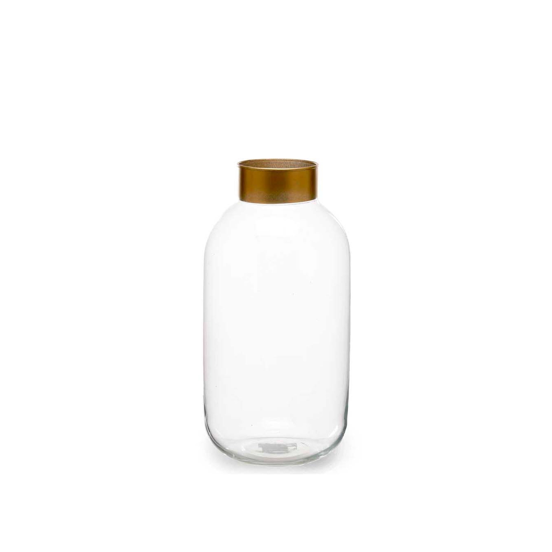 Jarra Vidro Liso Incolor / Ouro 14.5X29.5cm