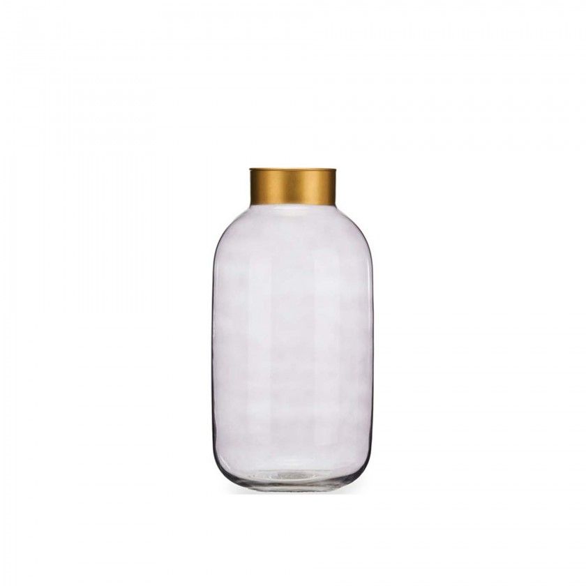 Jarra Vidro Liso Cinza / Ouro 14.5X29.5cm