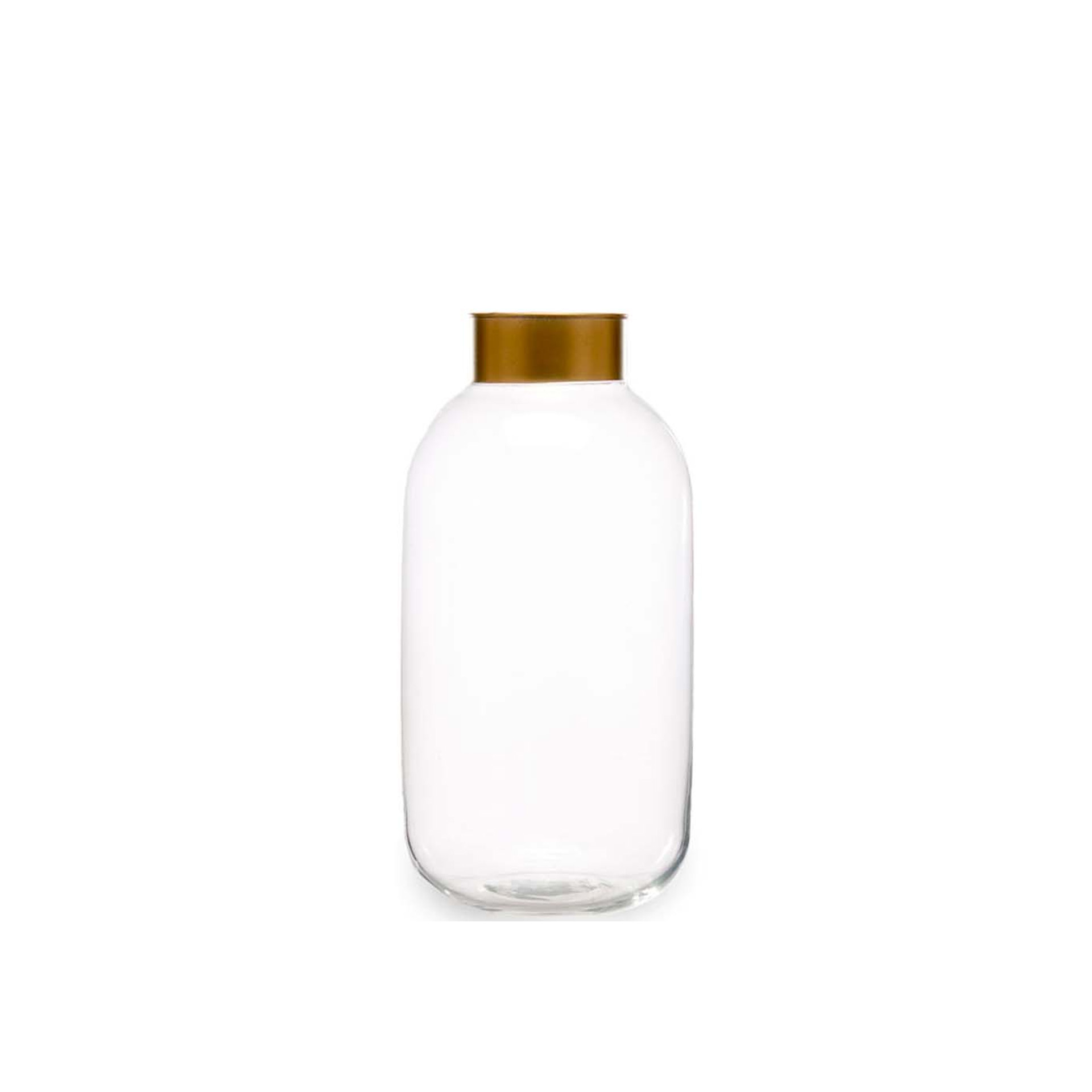 Jarra Vidro Liso Incolor / Ouro 14.5X29.5cm