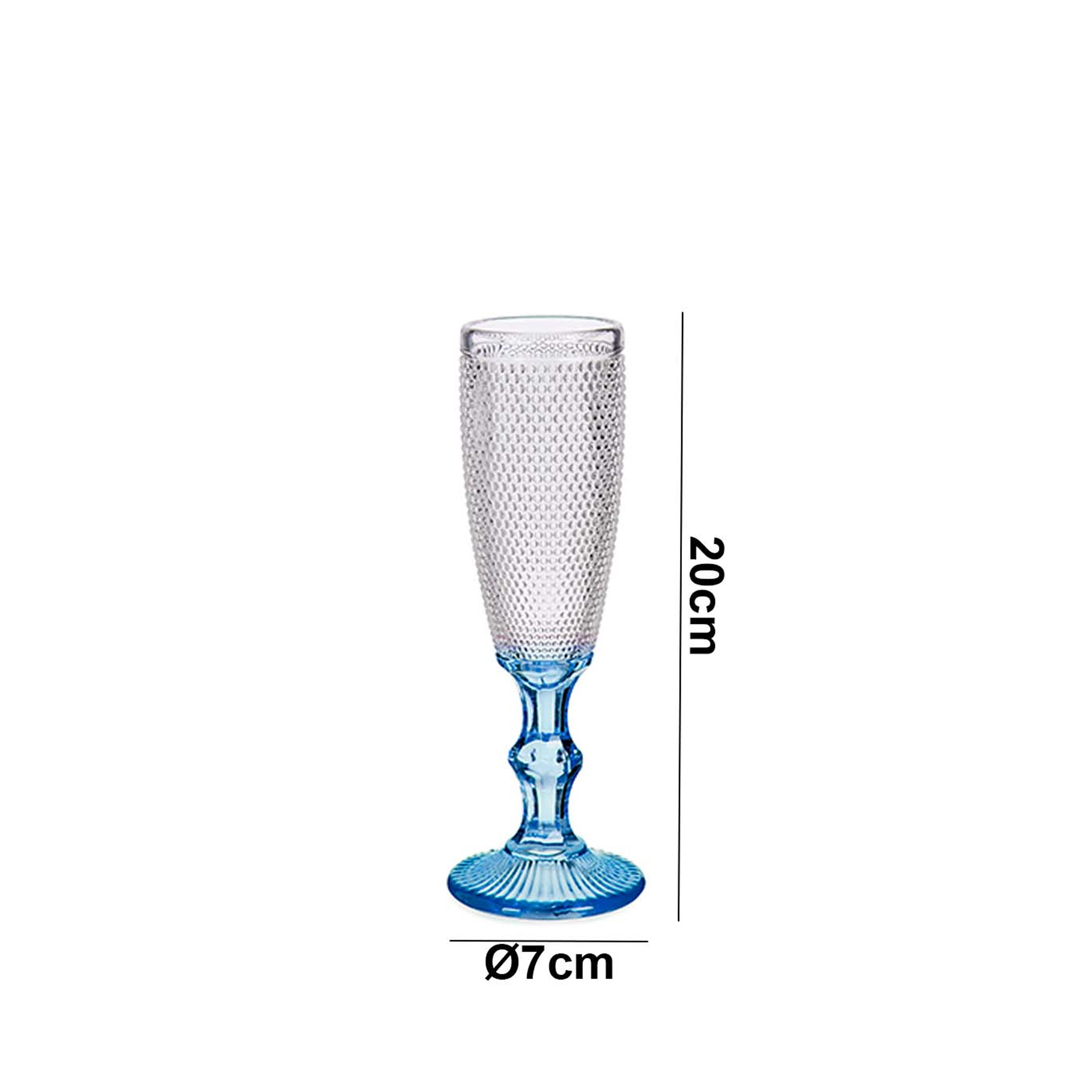 Copo Flute Picotado Special com Pé Azul 18cl 6X20cm Pack 6