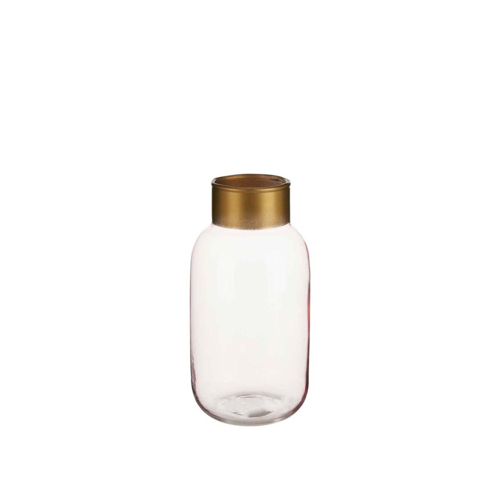 Jarra Vidro Liso Rosa / Ouro 11.5X24.3cm