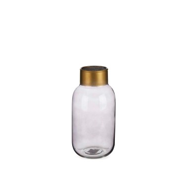 Jarra Vidro Liso Cinza / Ouro 11.5X24.3cm
