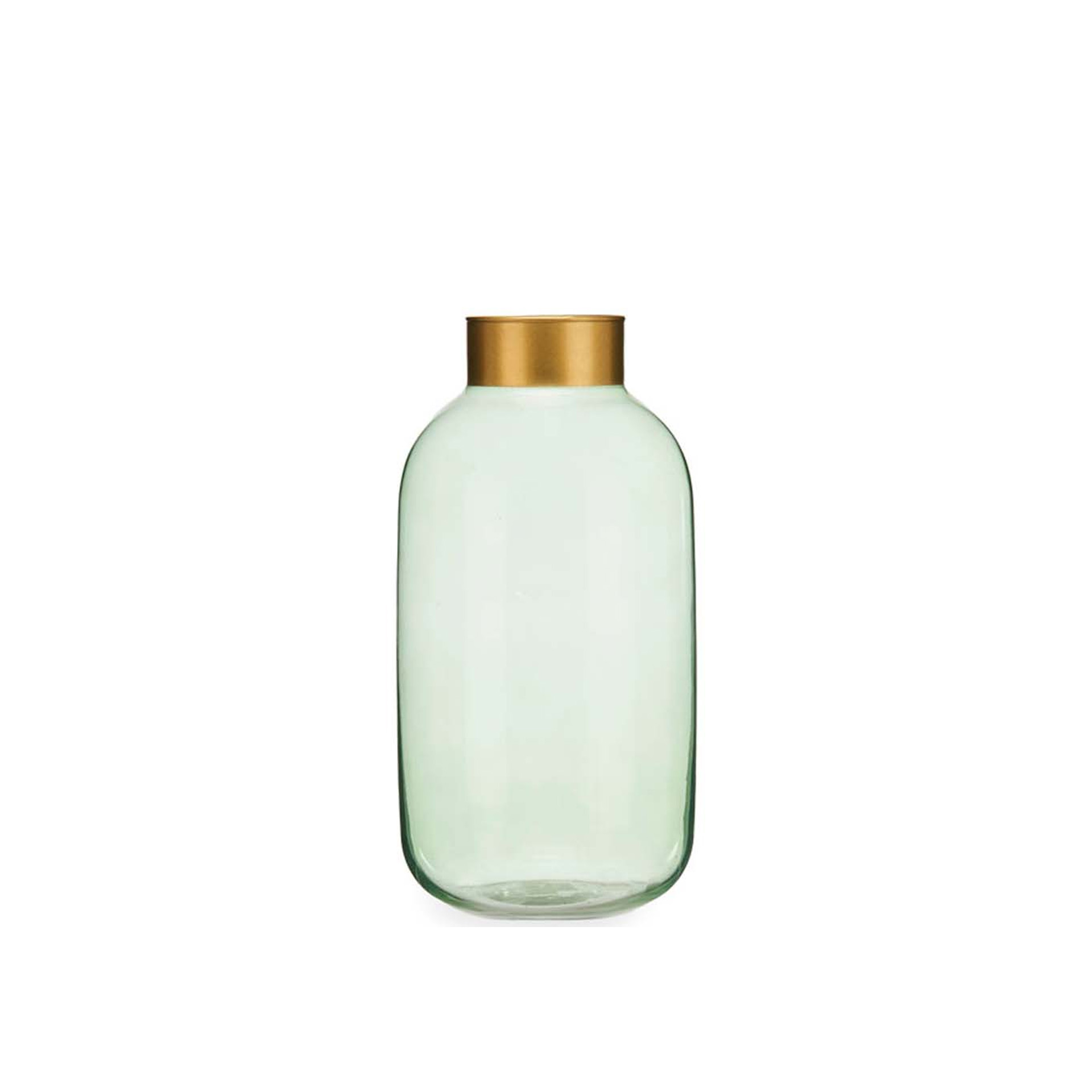 Jarra Vidro Liso Verde / Ouro 14.5X29.5cm