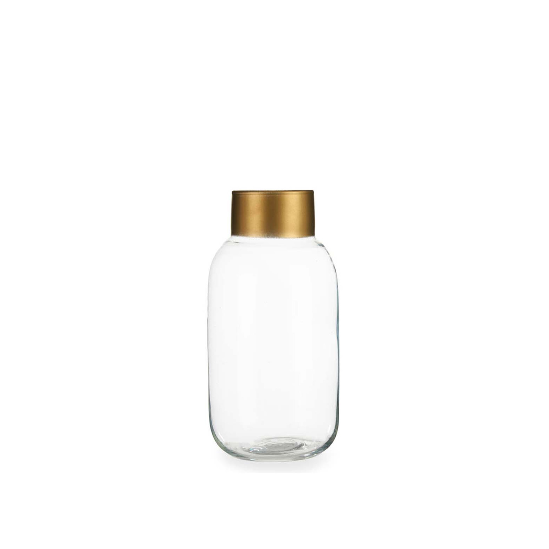 Jarra Vidro Liso Incolor / Ouro 11.5X24.3cm