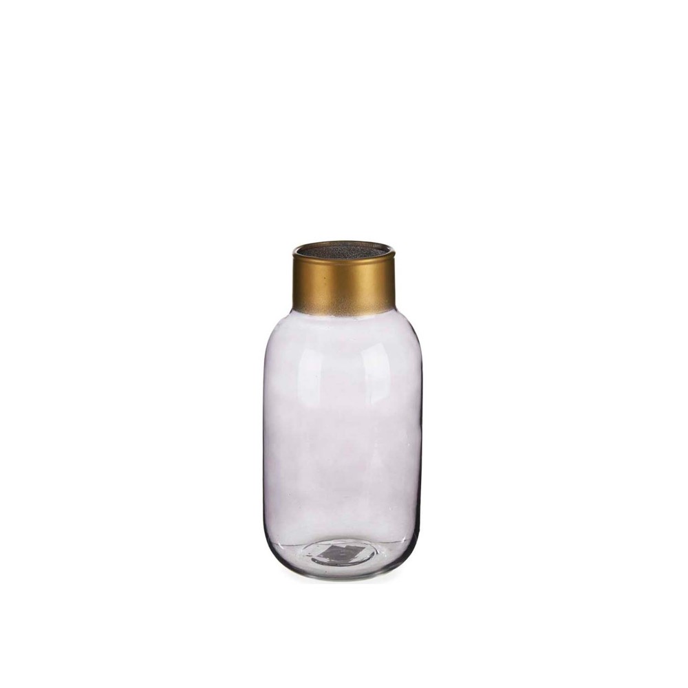 Jarra Vidro Liso Cinza / Ouro 11.5X24.3cm