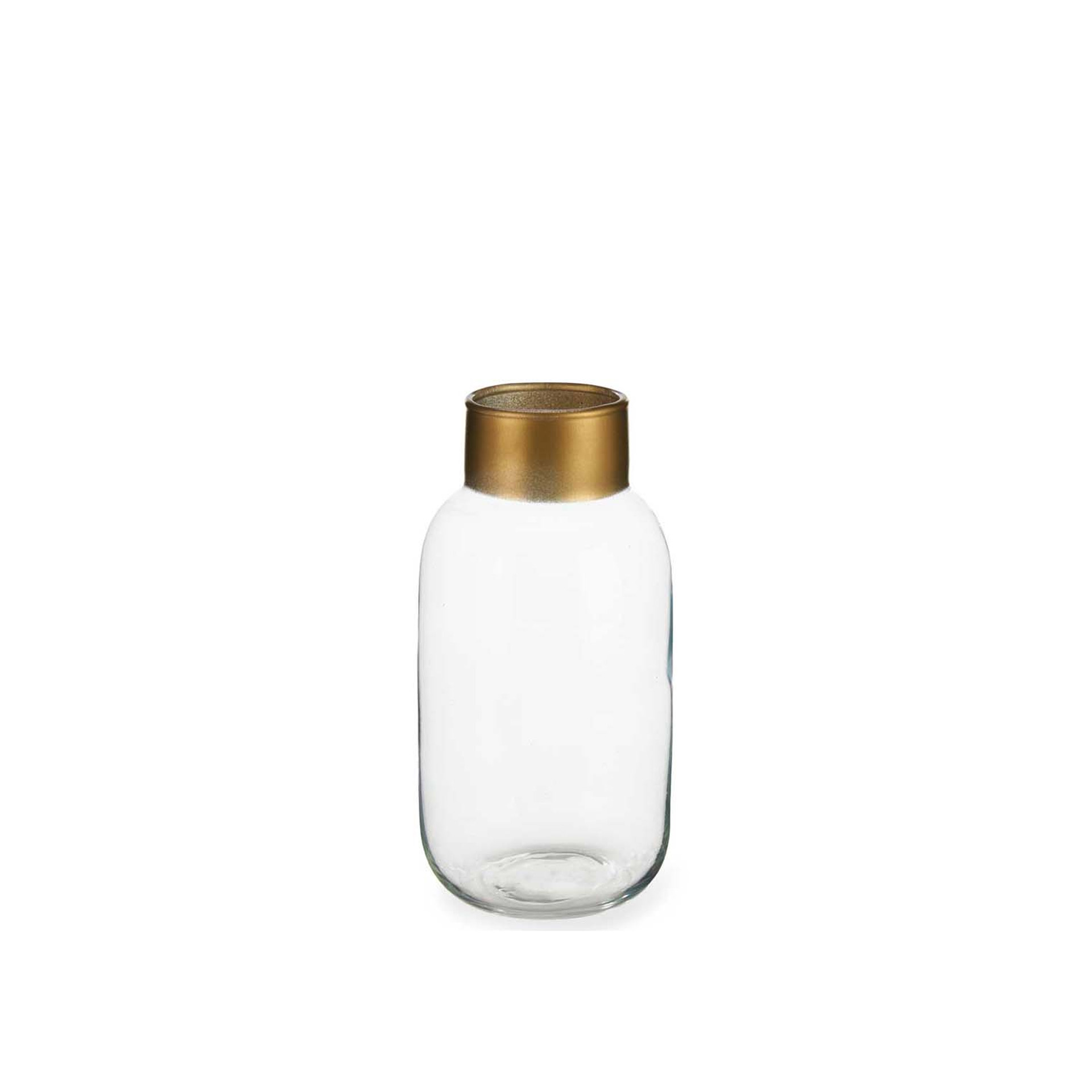 Jarra Vidro Liso Incolor / Ouro 11.5X24.3cm