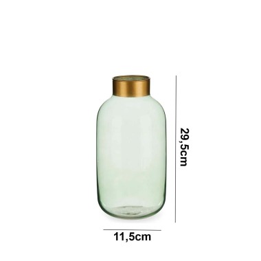 Jarra Vidro Liso Verde / Ouro 14.5X29.5cm