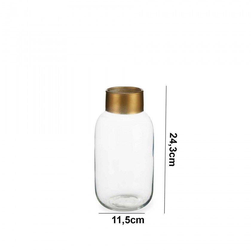Jarra Vidro Liso Incolor / Ouro 11.5X24.3cm Jarra Vidro Liso Incolor / Ouro 11.5X24.3cm