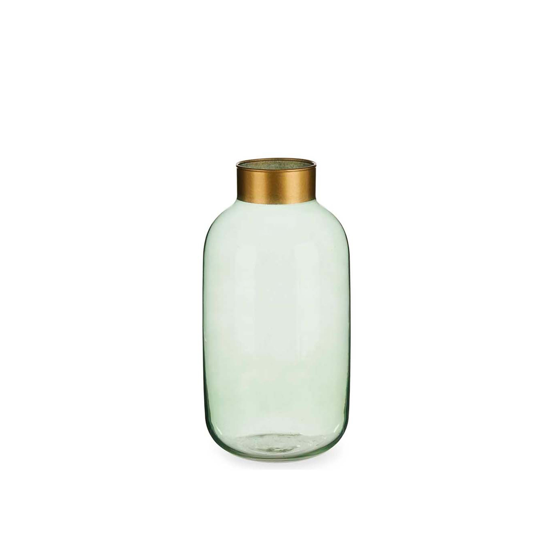 Jarra Vidro Liso Verde / Ouro 14.5X29.5cm