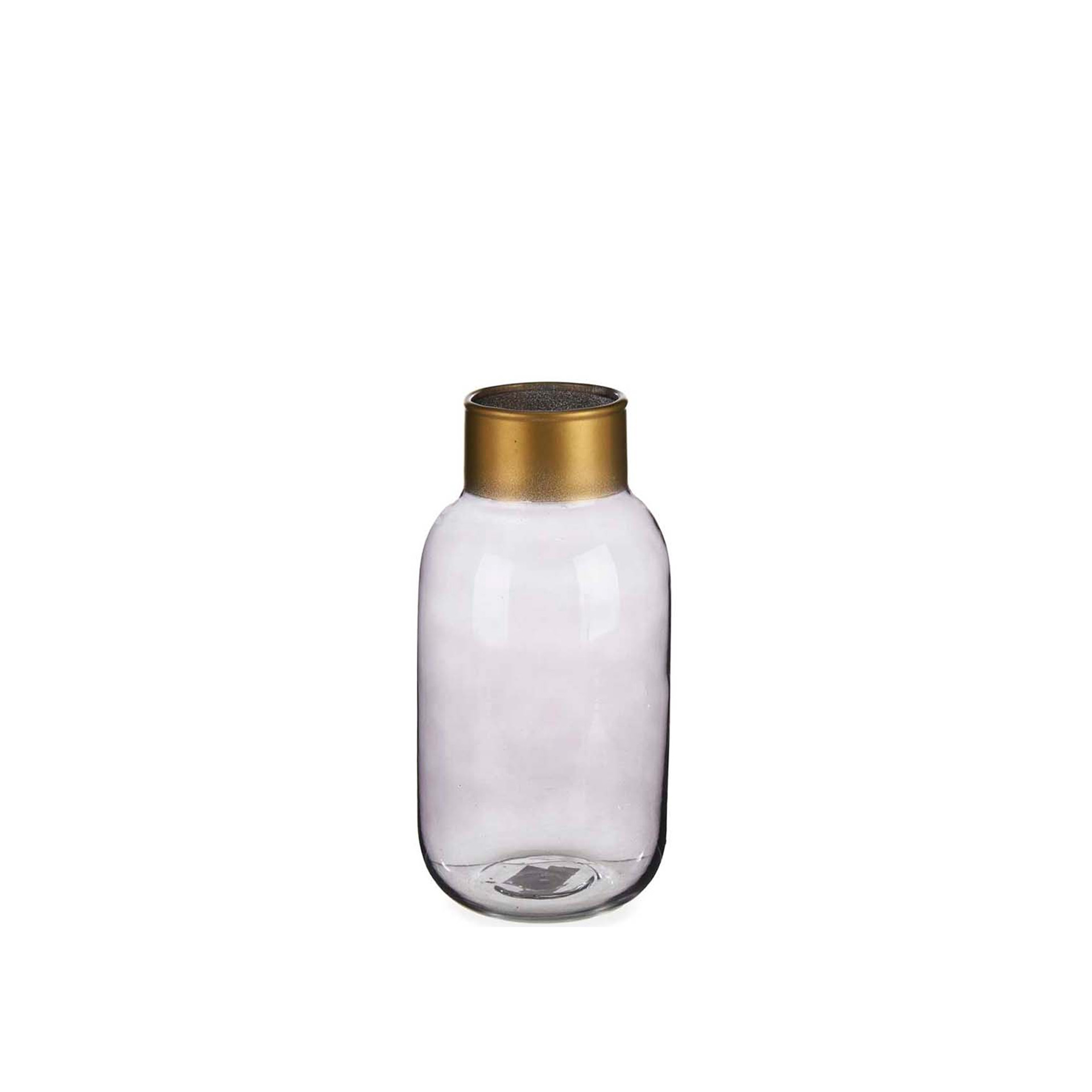 Jarra Vidro Liso Cinza / Ouro 11.5X24.3cm