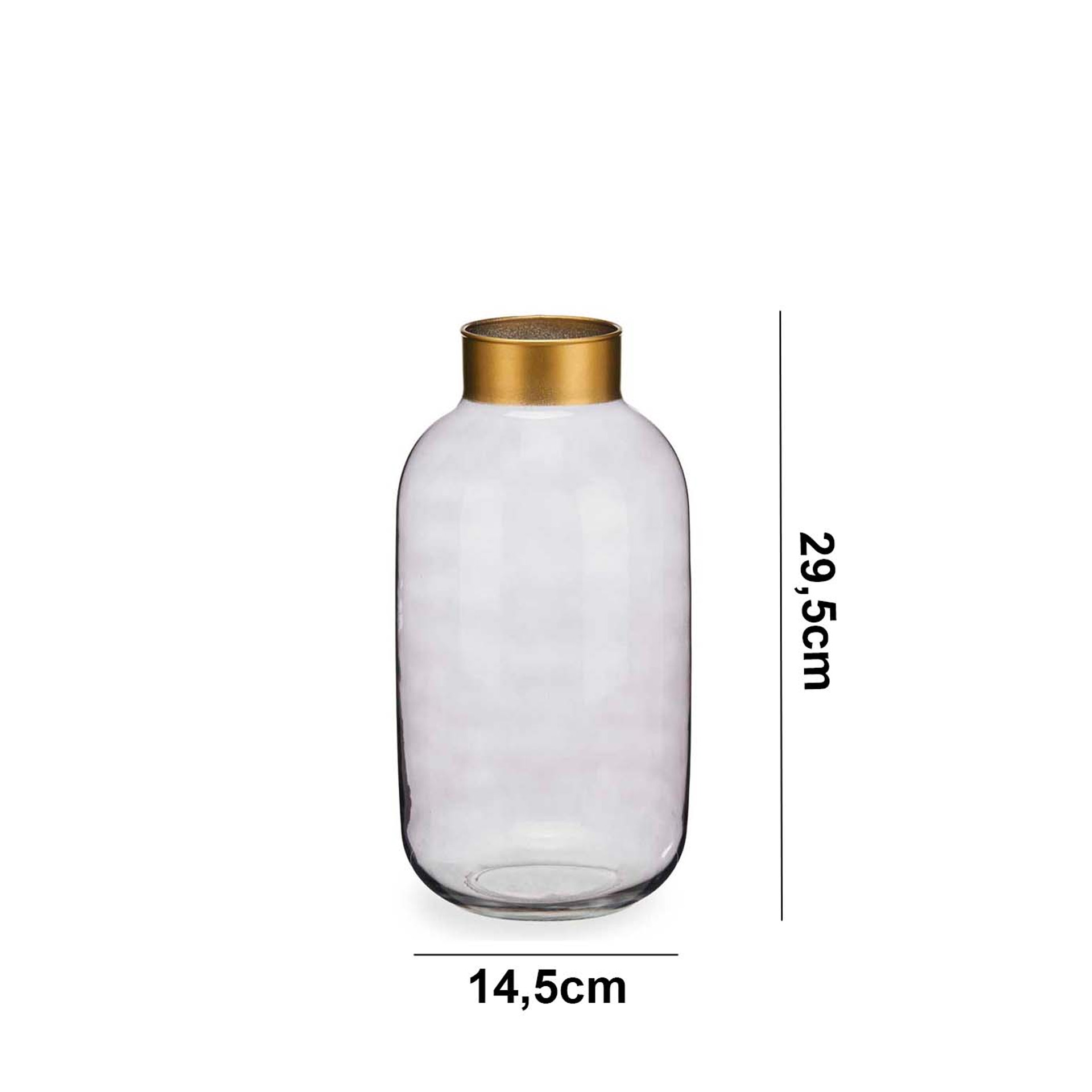 Jarra Vidro Liso Cinza / Ouro 14.5X29.5cm