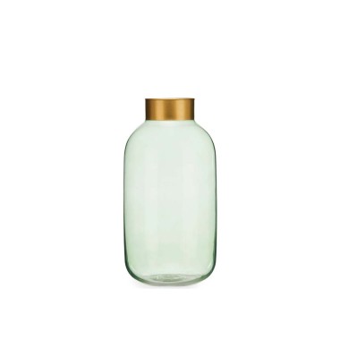 Jarra Vidro Liso Verde / Ouro 14.5X29.5cm