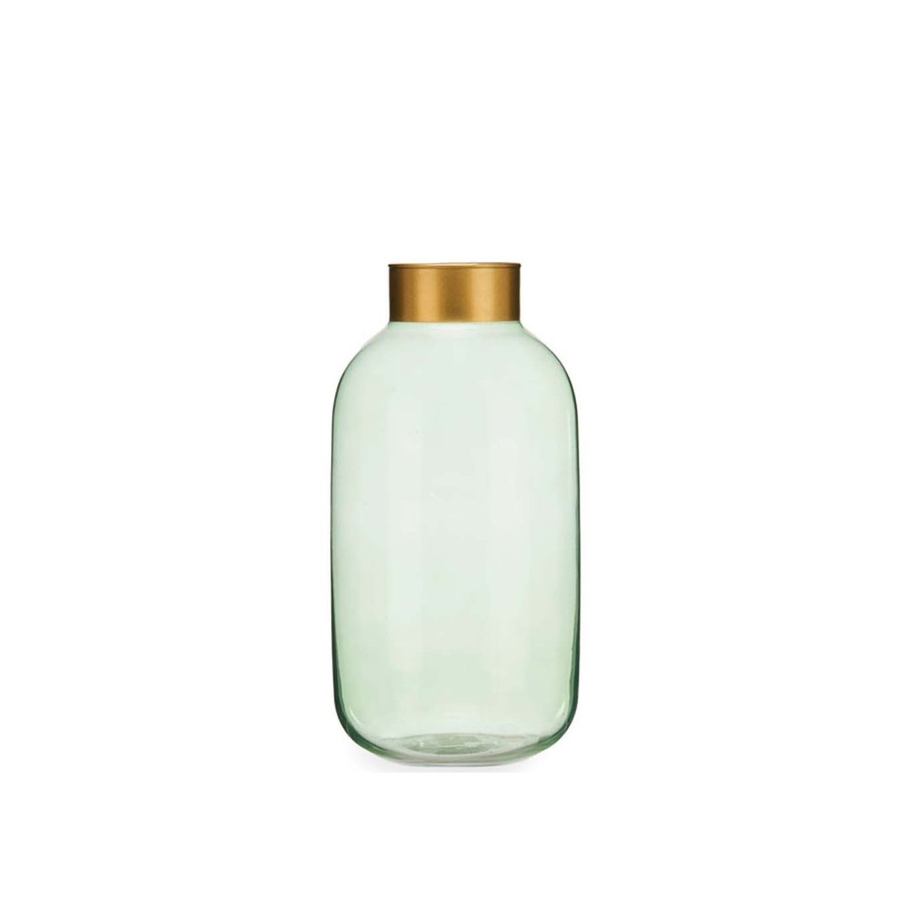 Jarra Vidro Liso Verde / Ouro 14.5X29.5cm