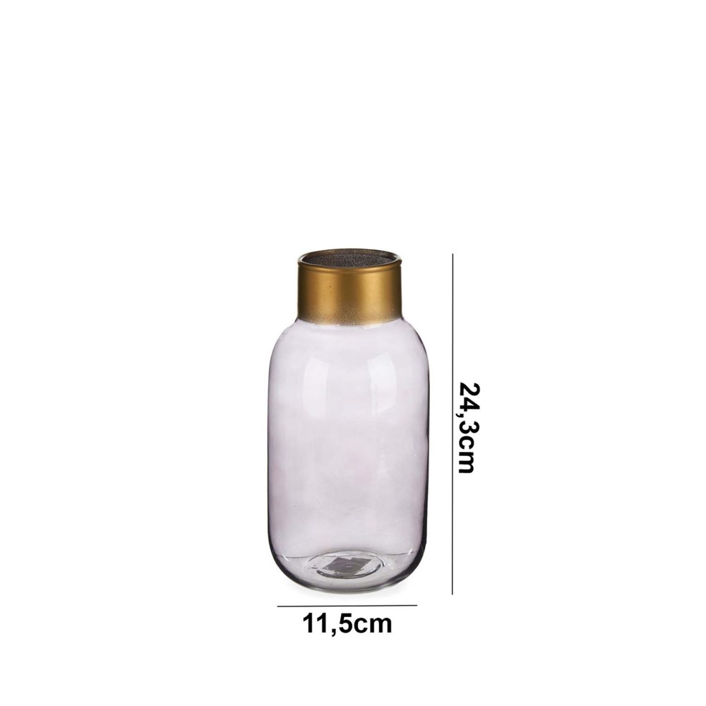 Jarra Vidro Liso Cinza / Ouro 11.5X24.3cm