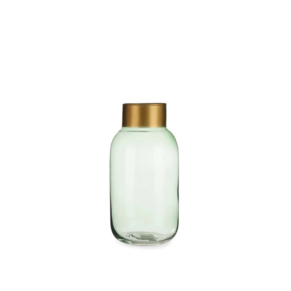 Jarra Vidro Liso Verde / Ouro 11.5X24.3cm