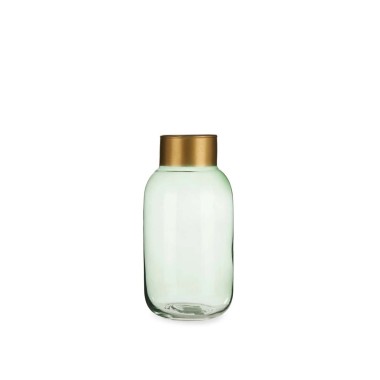 Jarra Vidro Liso Verde / Ouro 11.5X24.3cm