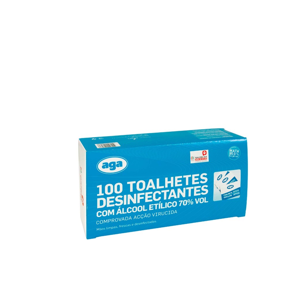 Toalhete Desinfetante Álcool 70% Aga Pack 100