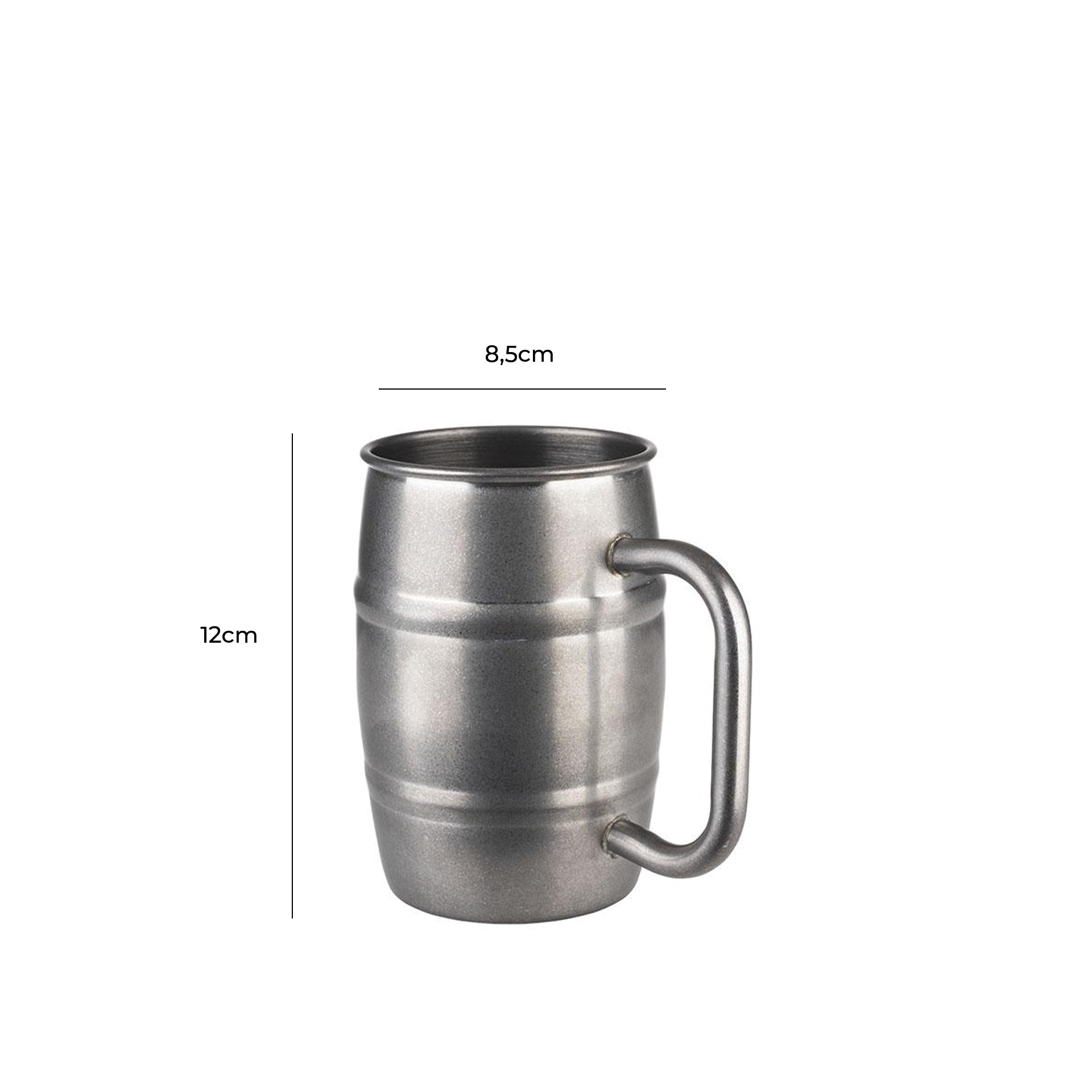 Caneca Cerveja Inox Prateado 500ml 8.5X12cm