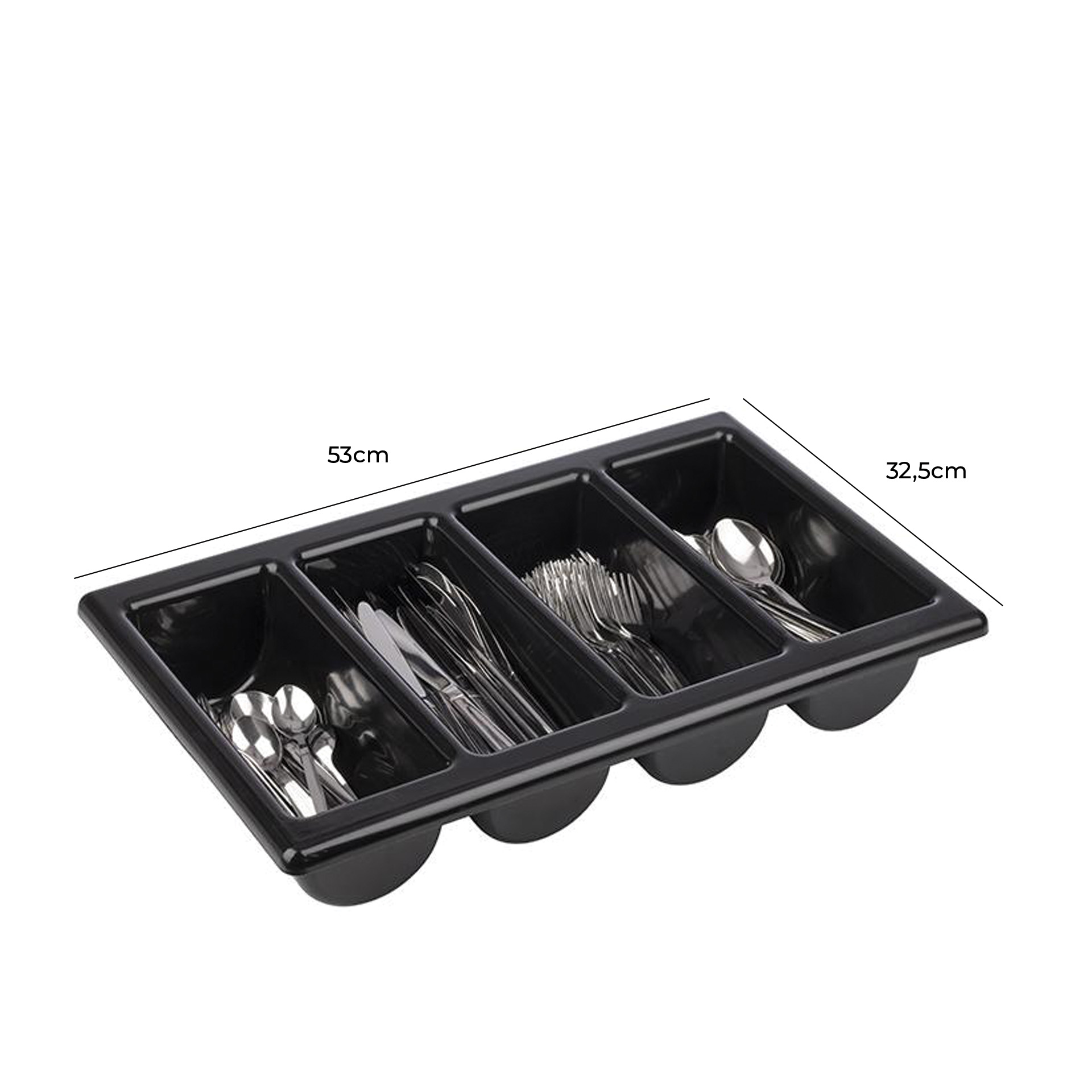 Divisor Talheres 4 Divisões Preto 53X32.5X10cm