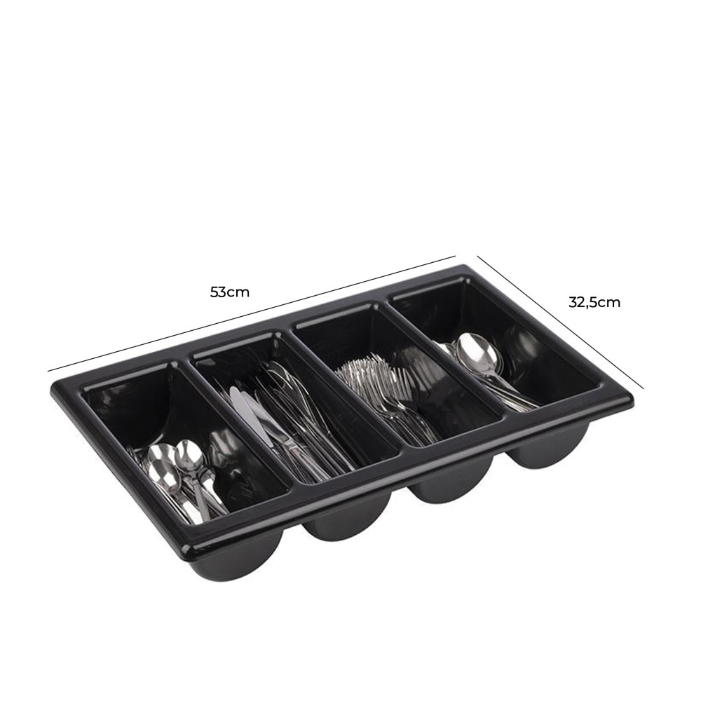 Divisor Talheres 4 Divisões Preto 53X32.5X10cm