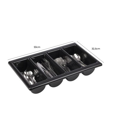 Divisor Talheres 4 Divisões Preto 53X32.5X10cm